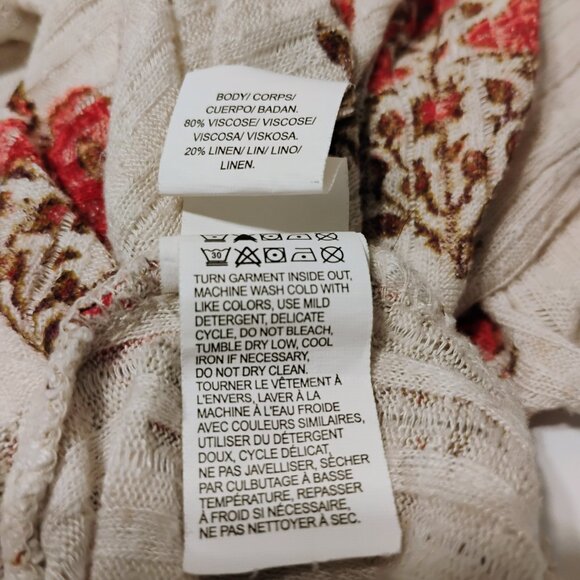 Lucky Brand Top Tunic Sleeveless Linen Floral Keyhole Boho Handkerchief Hem 1X - Picture 11 of 14